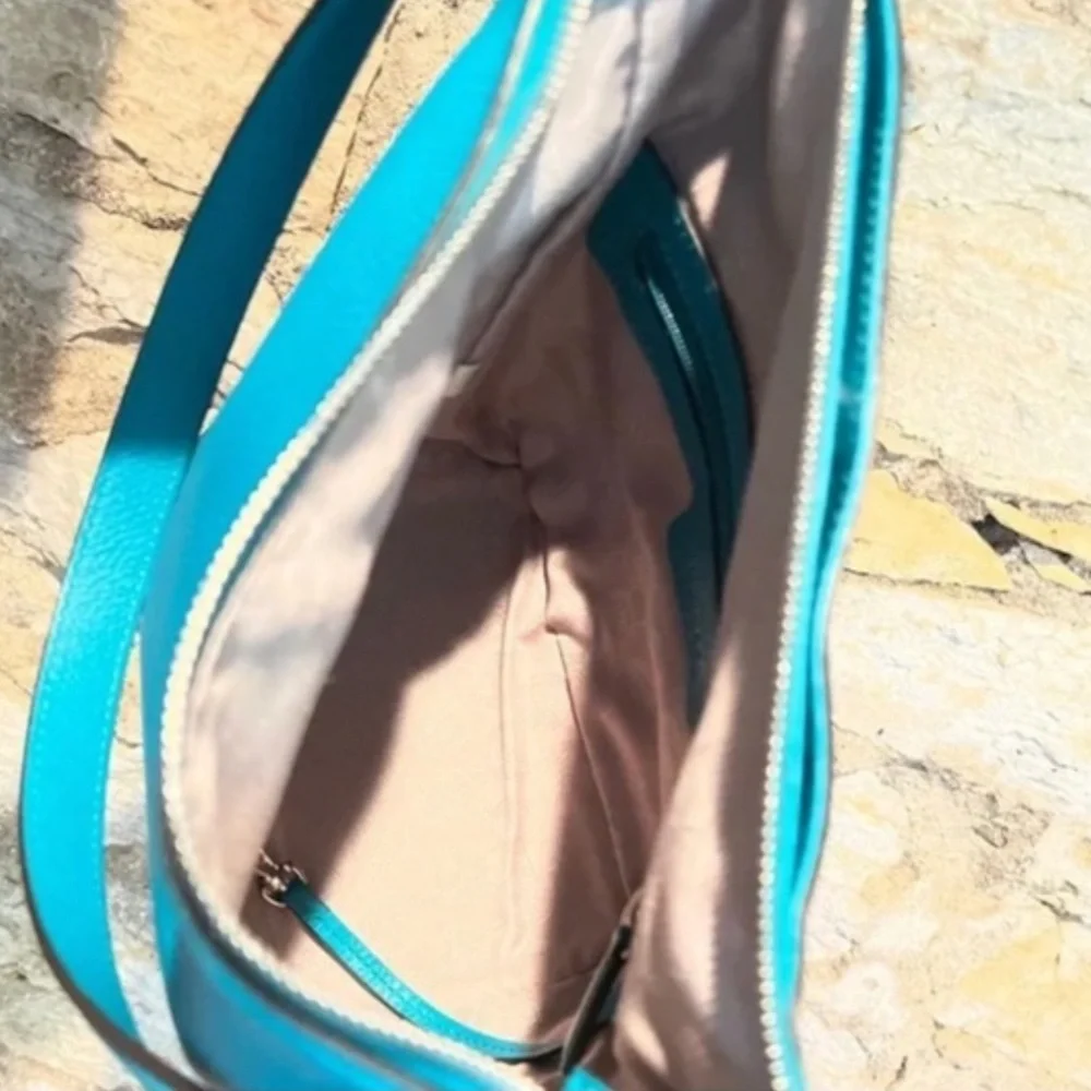 Michael Kors Dark Teal Pebbled Leather Shoulder Bag - Picture 10 of 16